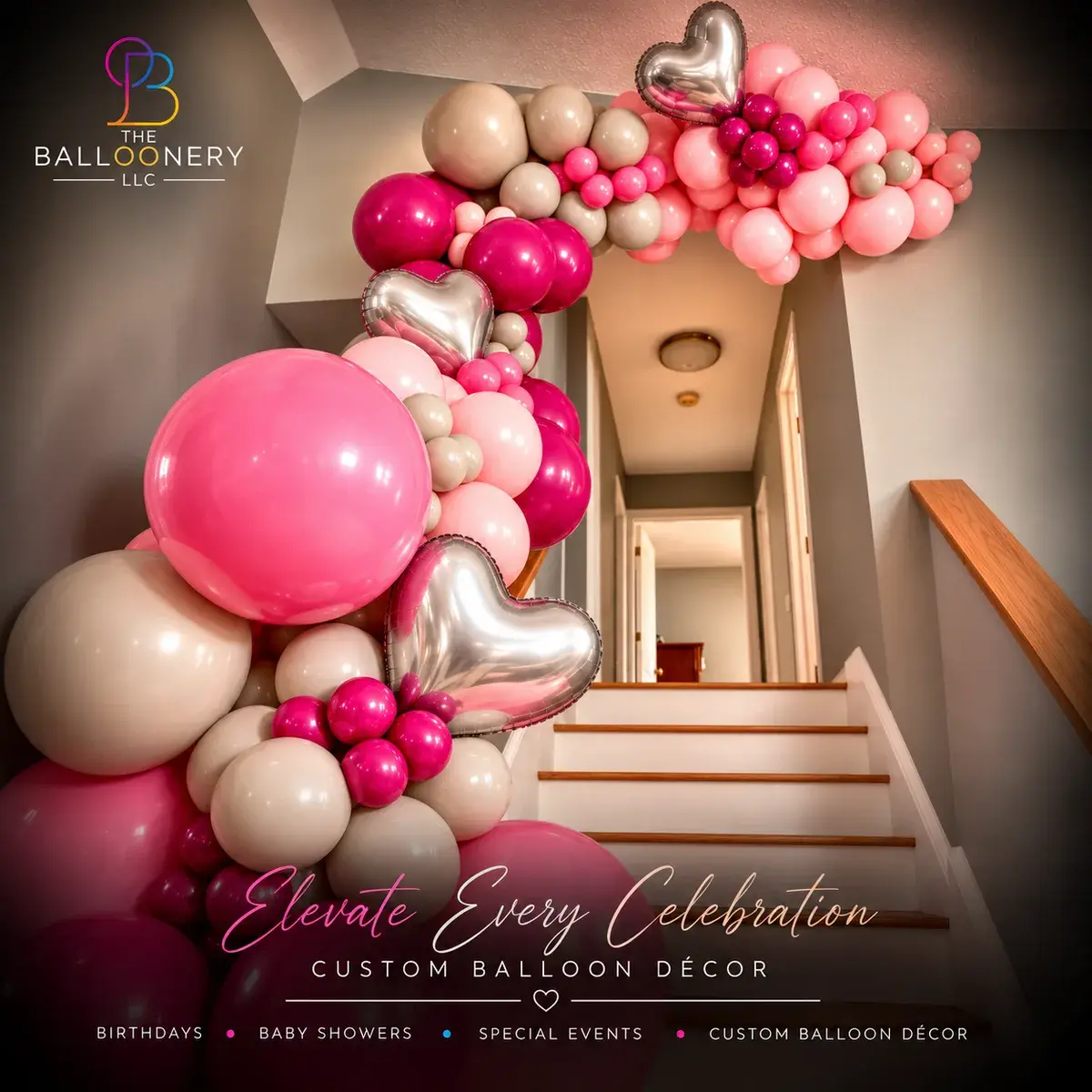 Pink Ombré Staircase Garland